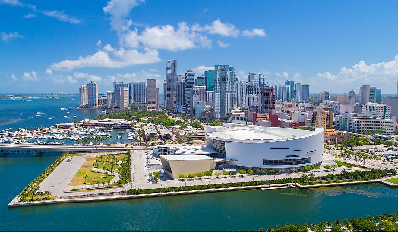 Aerial view of Downtown Miami, Florida. USA, one of the most expensive destinations in the USA.