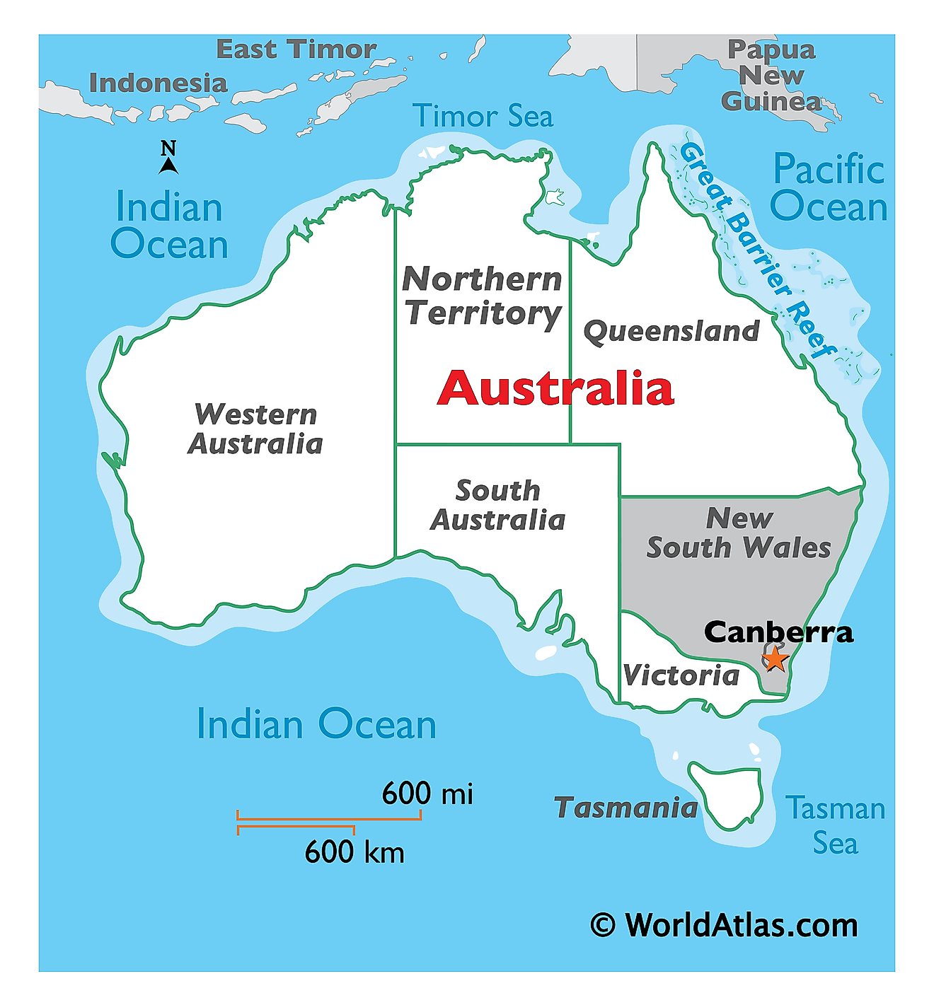 Map showing location of New South Wales in the world.