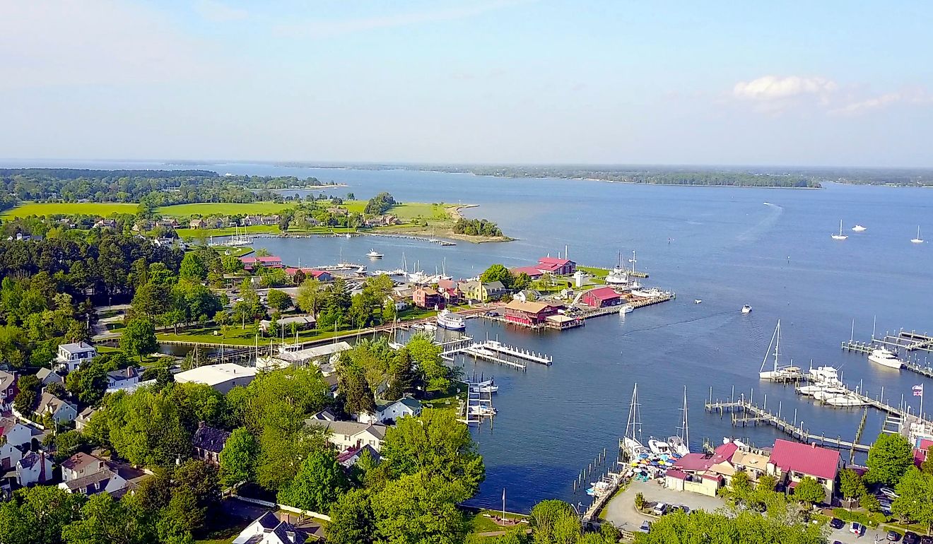 Chesapeake Bay with boats in St Michaels, Maryland.