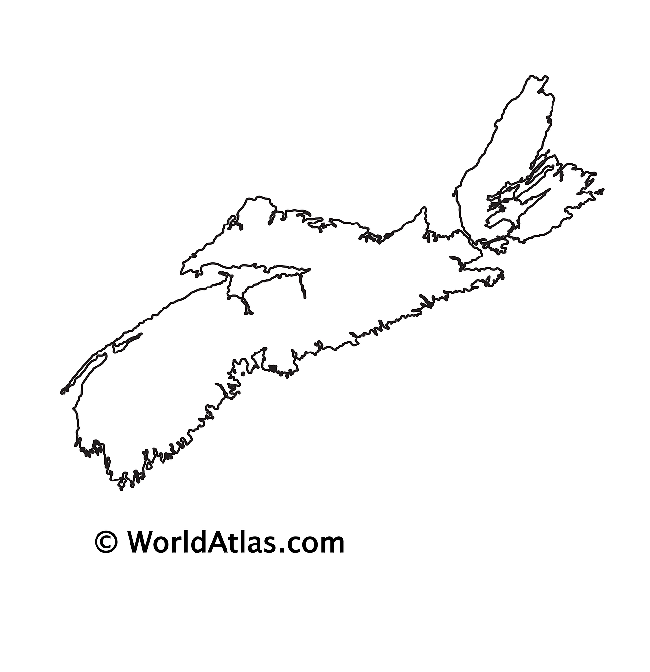 Blank Outline Map of Nova Scotia
