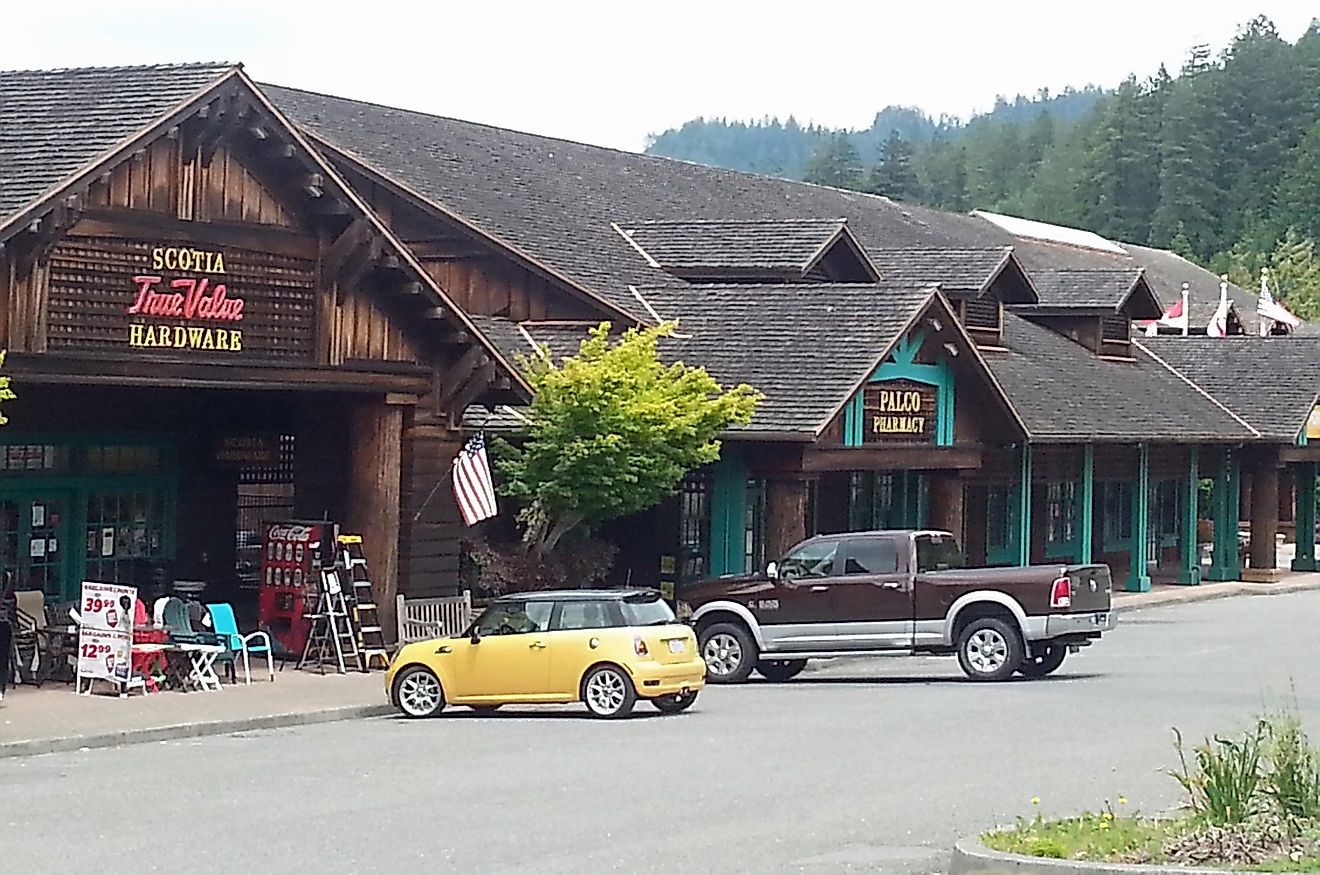 Scotia True Value Hardware store, rebuilt after the 1992 Cape Mendocino Earthquakes, Scotia, California. By Ellin Beltz, CC BY-SA 4.0, https://commons.wikimedia.org/w/index.php?curid=55798529