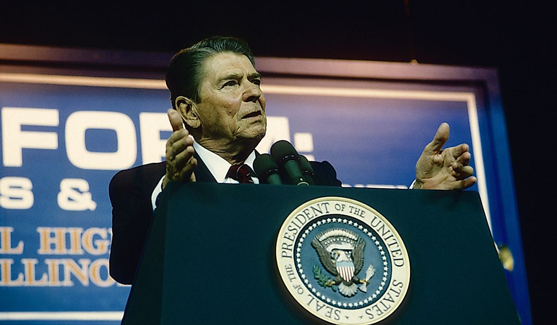 President Reagan discusses his tax reform policies. Editorial credit: mark reinstein / Shutterstock.com