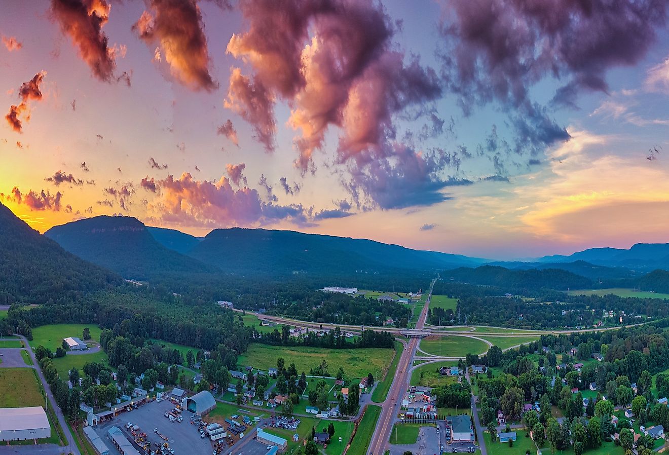 Dayton, Tennessee, at sunset.