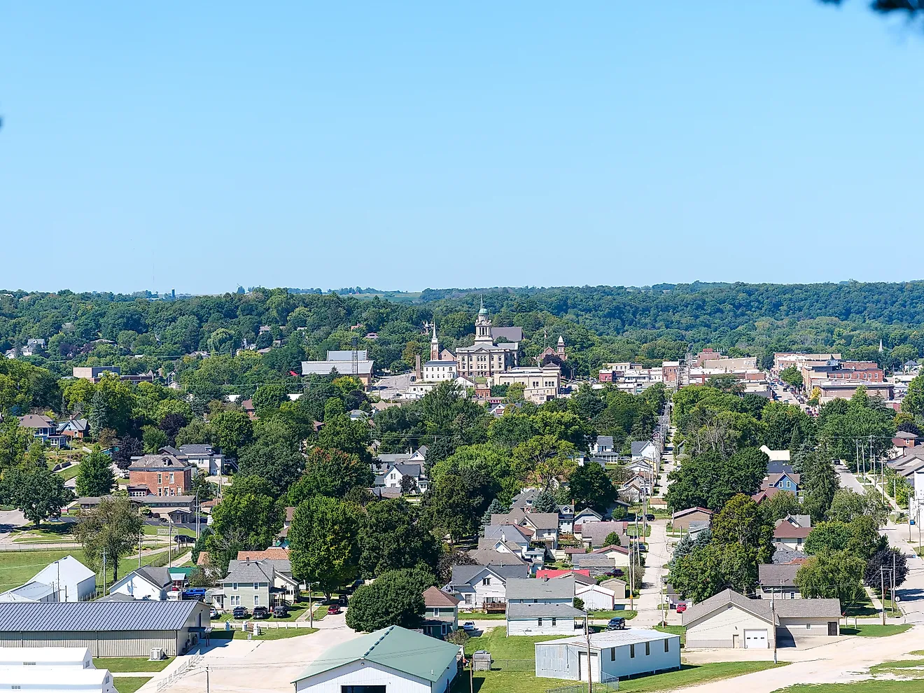 An aerial view of Decorah, Iowa.