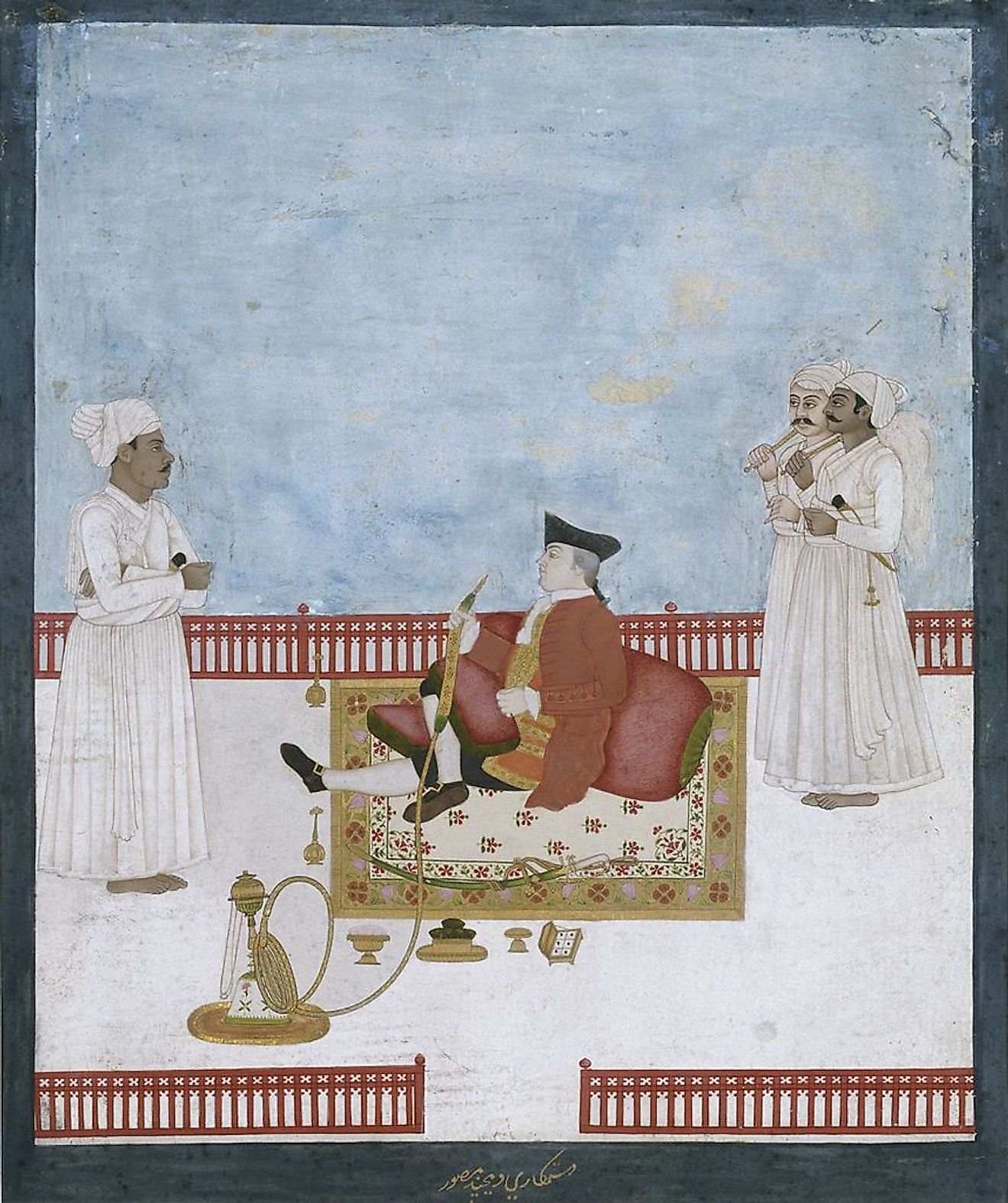 Company painting depicting an official of the East India Company in India, c. 1760.