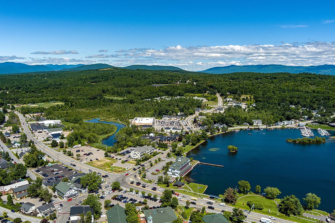Aerial view of Meredith, New Hampshire.