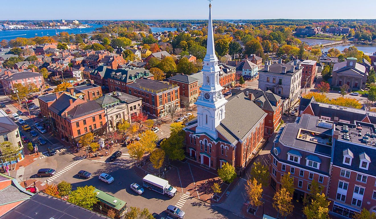 Downtown area of Portsmouth, New Hampshire.