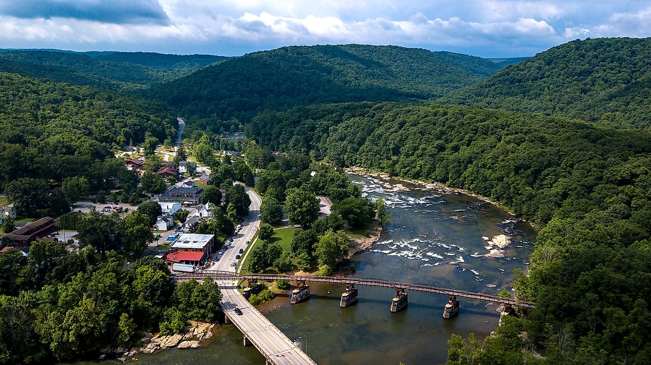  Aerial view of Ohiopyle, Pennsylvania.
