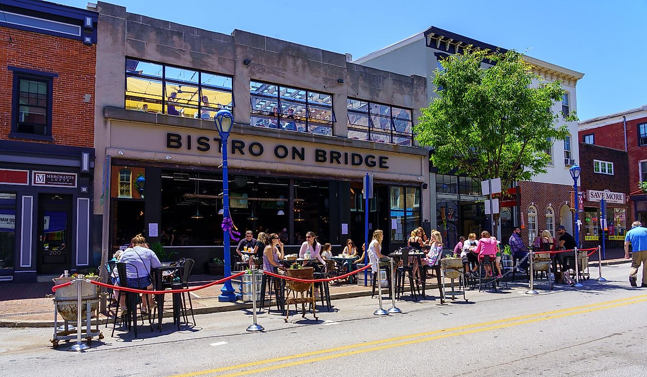 Lunchgoers at Bistro on Bridge in Phoenixville. 