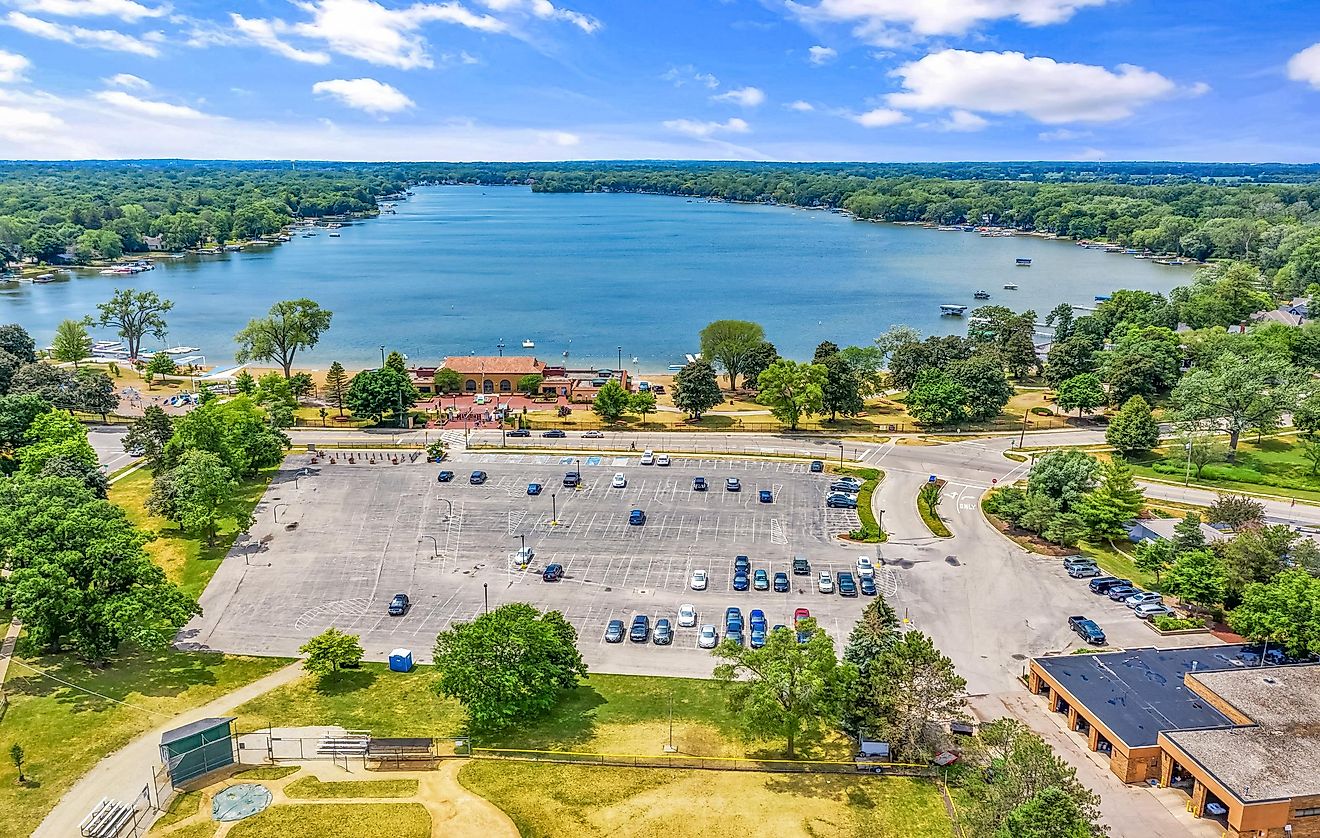 Aerial view of Crystal Lake, Illinois.