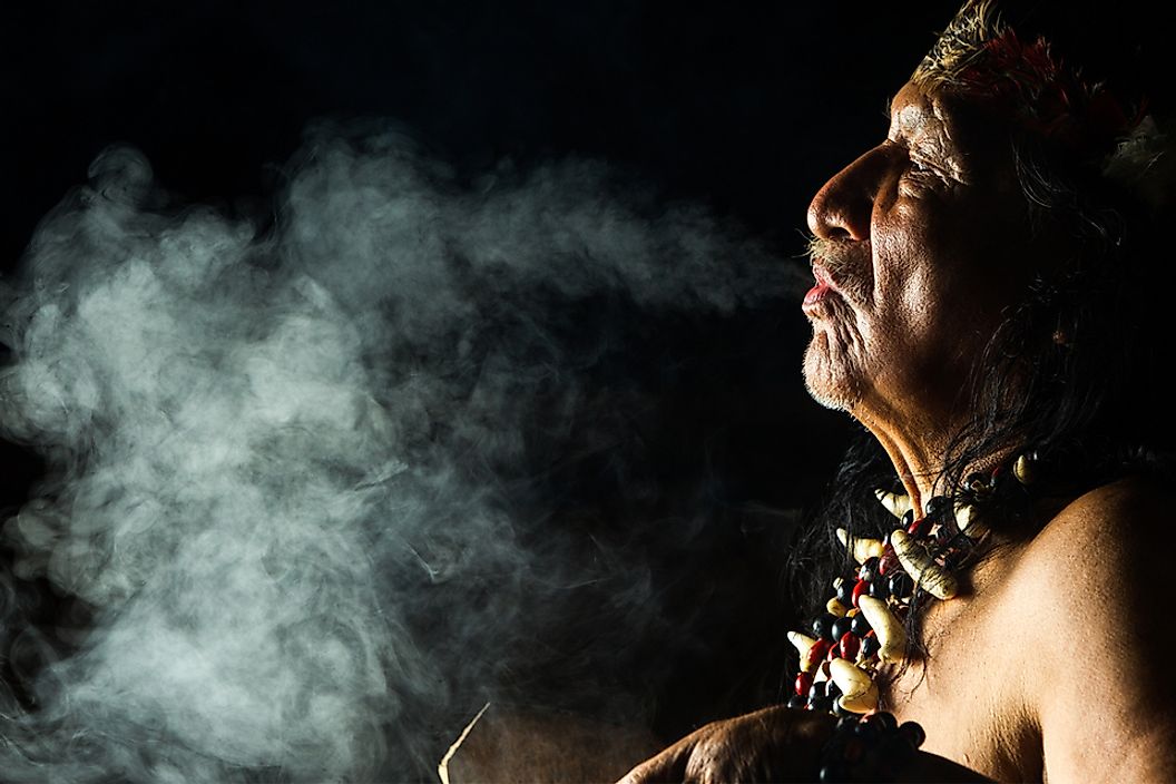 A shaman performing a ceremony in Ecuador.