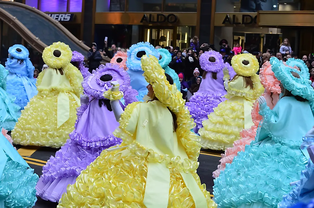 The dresses of the Azalea Trail Maids are made to resemble the Azalea flowers that grow throughout Mobile.  Editorial credit: Ganeshkumar Durai / Shutterstock.com