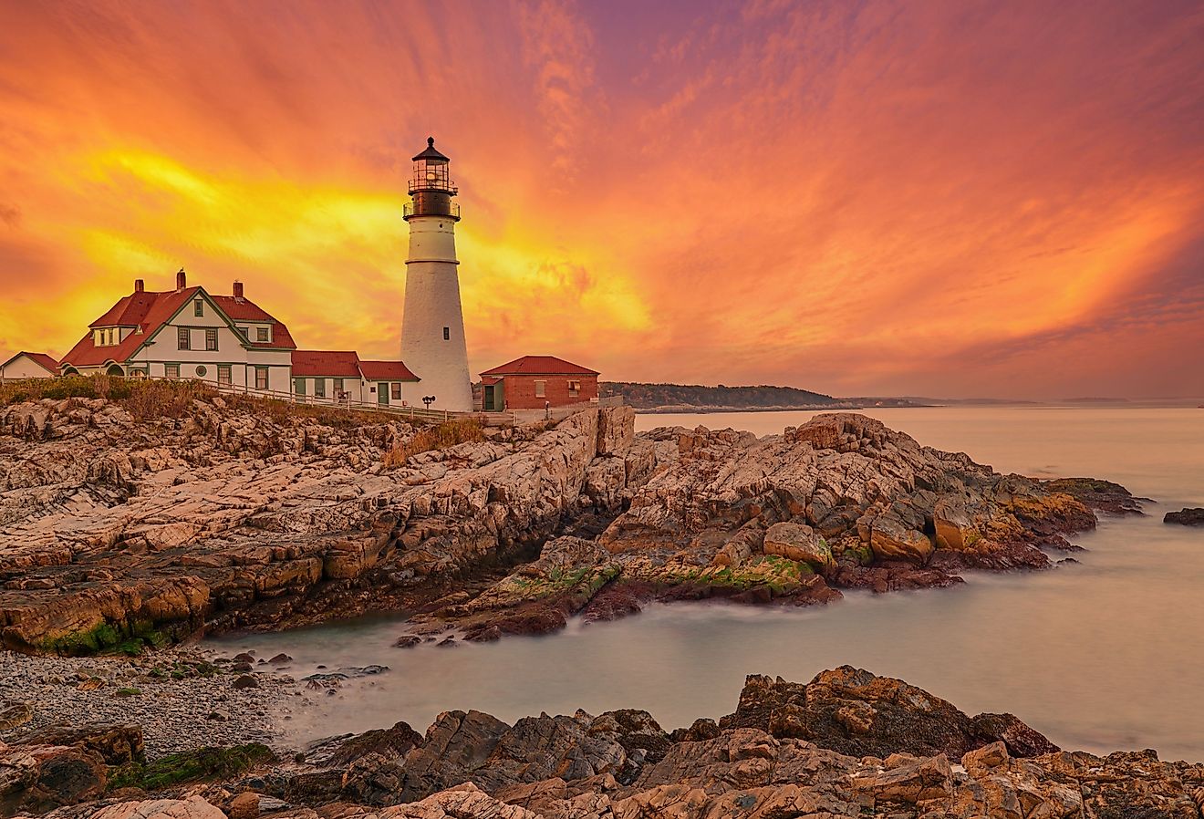 Portland Head Lighthouse at Cape Elizabeth, Maine, USA.