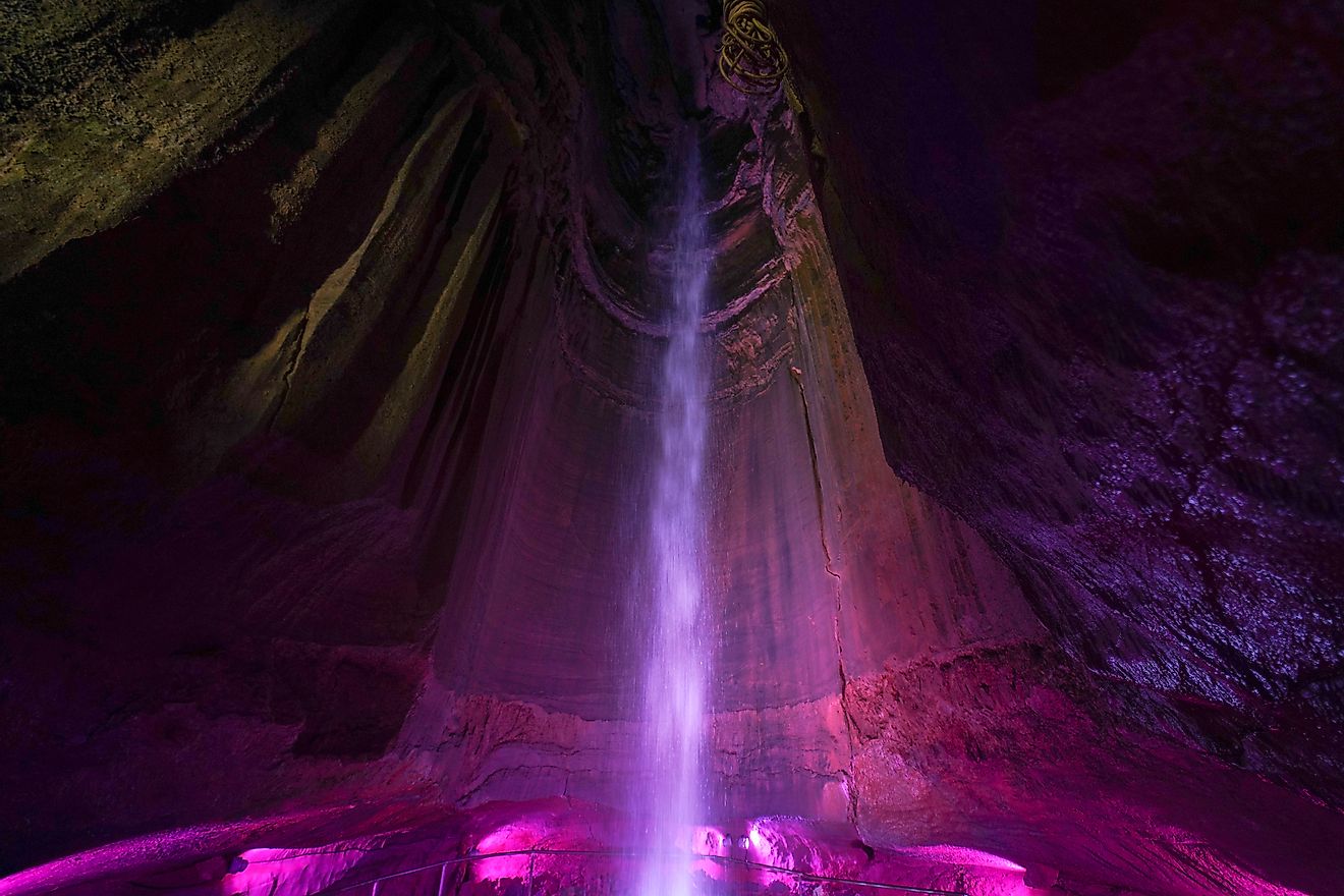 The Ruby Falls, an underground falls in the caverns of Lookout Mountain in Chattanooga, Tennessee.