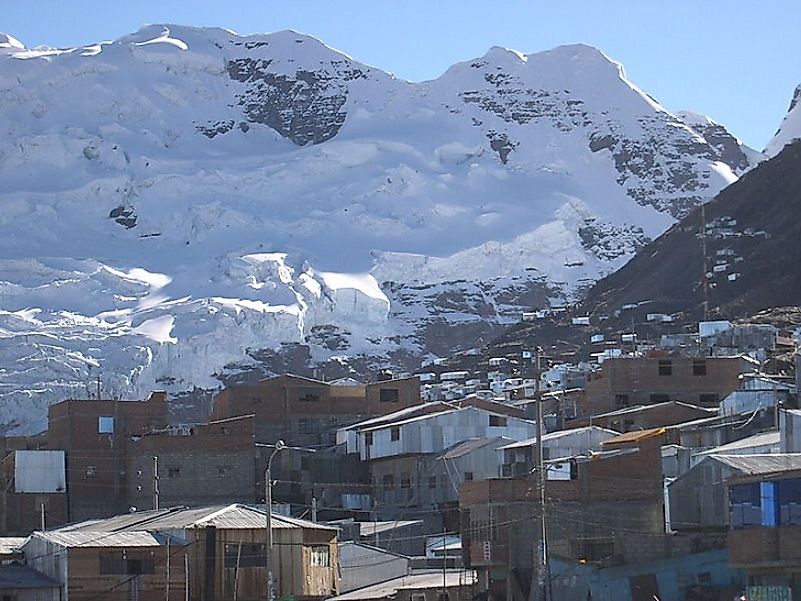 La Rinconada high in the snowy Peruvian Andes.