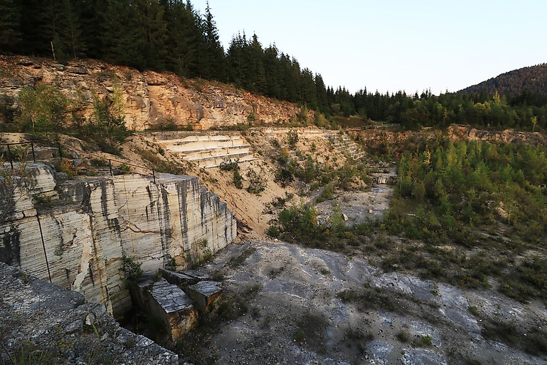 Old travertine quarry in Italy.