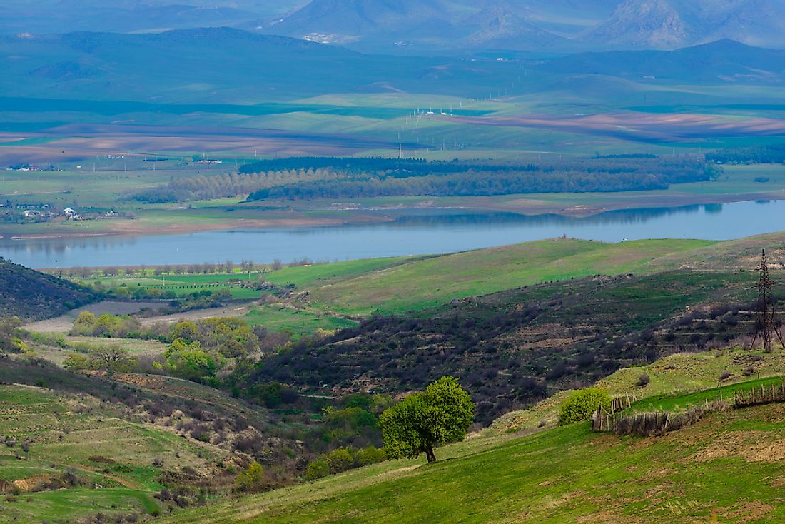 Aghstev River separating Armenia and Azerbaijan.