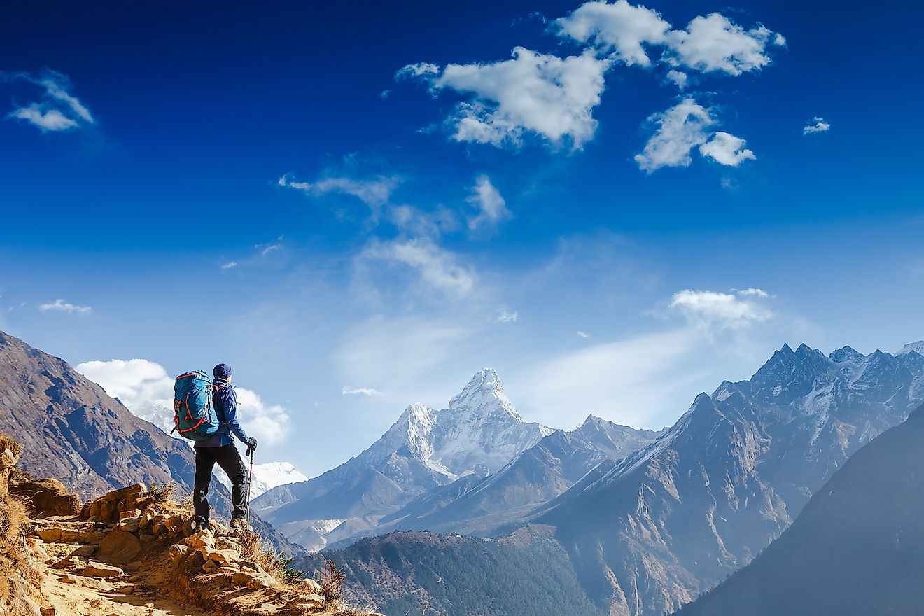 A hiker in the Himalayas of Nepal. Image credit: Olga Danylenko/Shutterstock.com