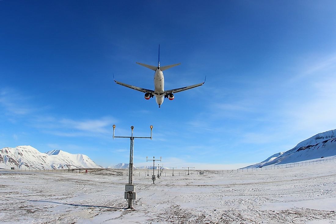 Editorial credit: Fasttailwind / Shutterstock.com. A landing at Svalbard Airport. 