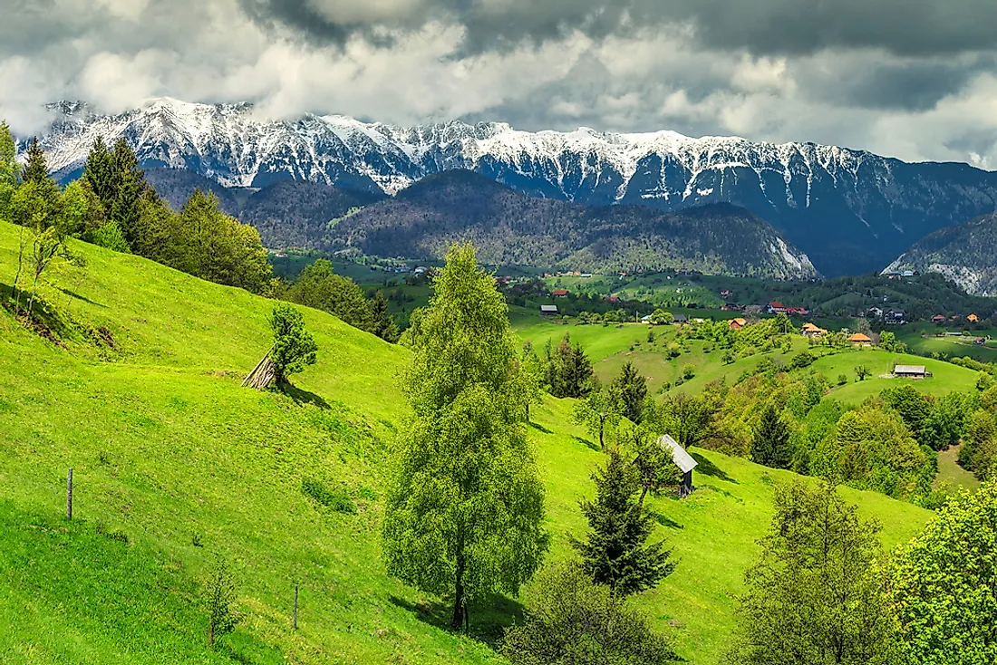 The beautiful Piatra Craiului Mountain range in Transylvania, Romania.