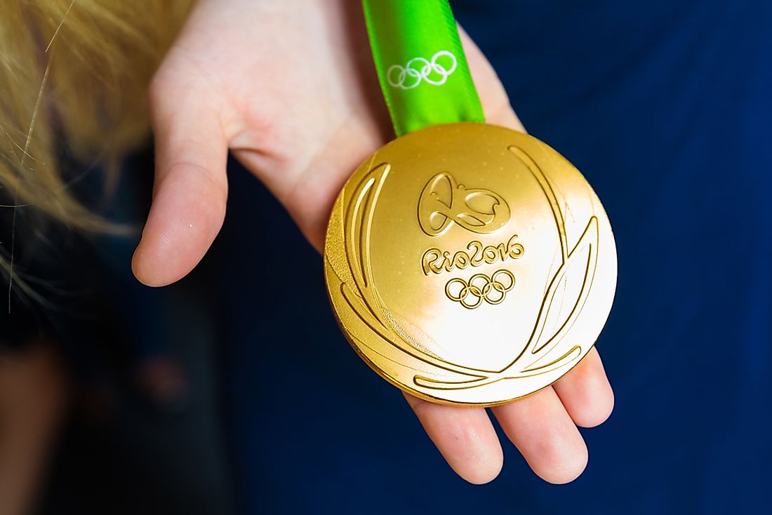 Gold metal from Rio 2016 Olympics Games. Editorial credit: Maria Moskvitsova / Shutterstock.com