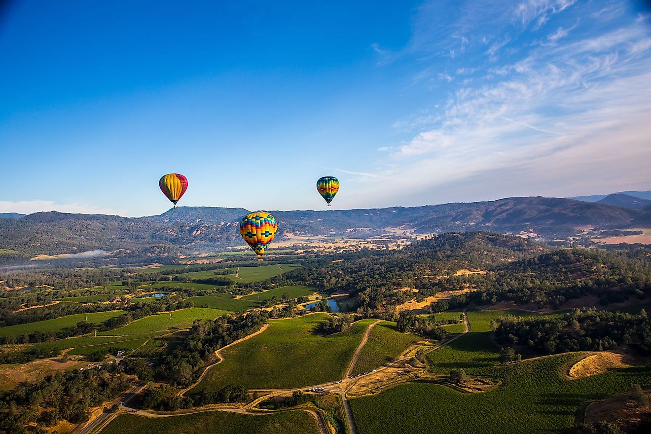 Hot air balloon trip in Napa Valley, California