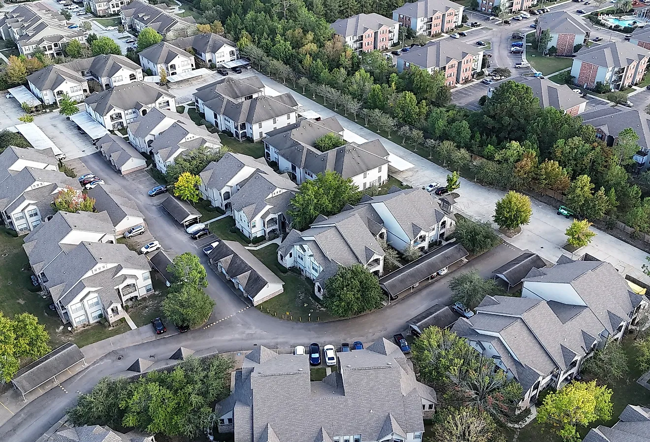 Aerial view of condos in Covington, Louisiana.