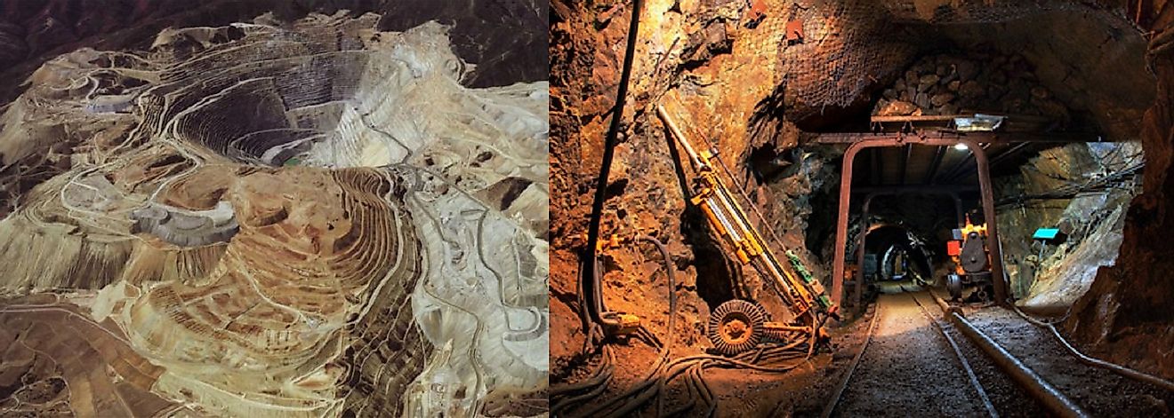 Aerial and interior views of South Africa's Mponeng Gold Mine.