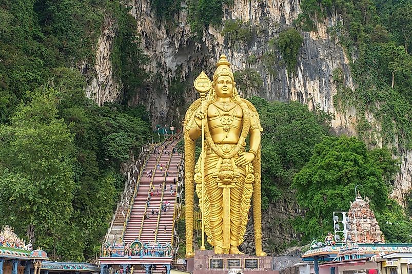 The Batu Caves near Kuala Lumpur, Malaysia is one of the most famous Hindu sacred sites outside of the nation of India.