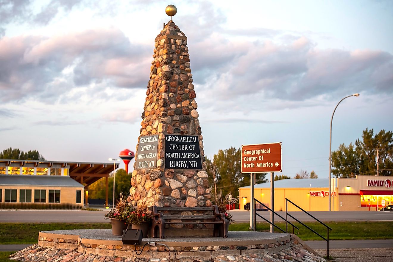 Geological center of the United States obelisk in Rugby, North Dakota. Editorial credit: Dirk Wierenga / Shutterstock.com.