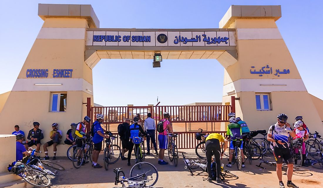 Border crossing from Egypt to Sudan. Editorial credit: Mark52 / Shutterstock.com