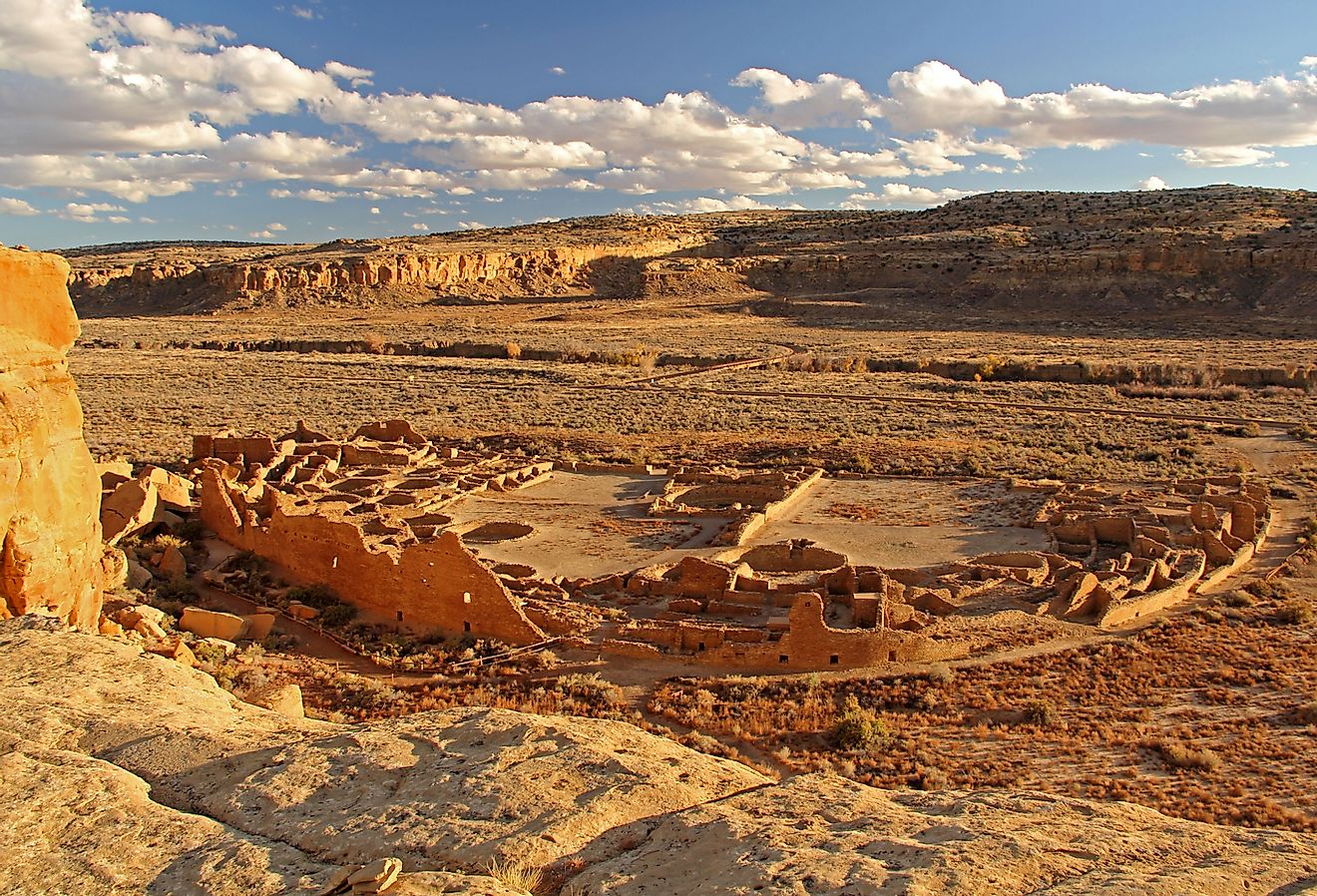 The ancient native american ruins of Pueblo Bonito in Chaco Culture National Historical Park.