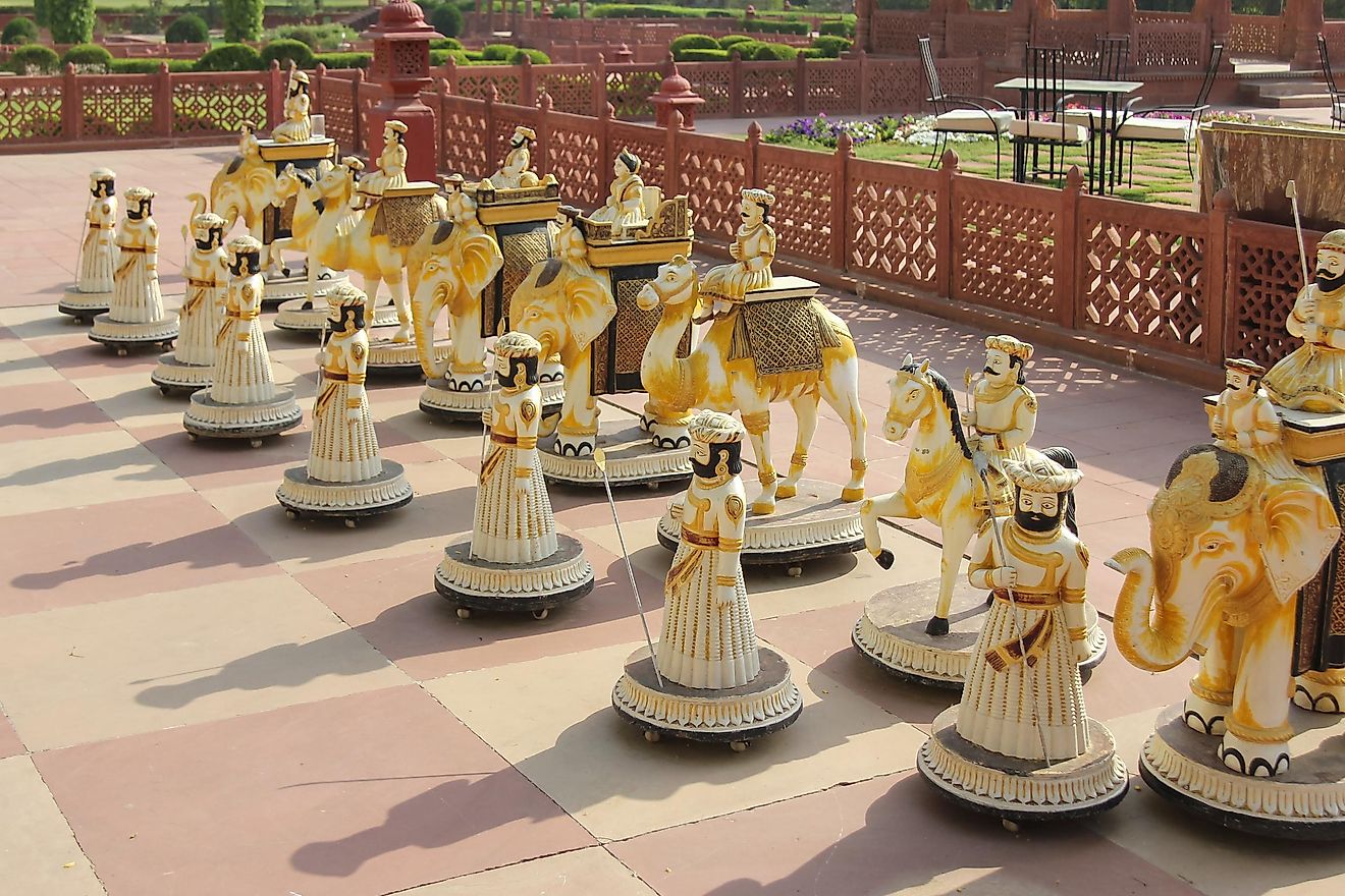 Handcrafted chess figures used in ancient India.