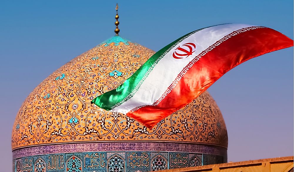 The flag of Iran features the Arabic word "Allah" and Arabic phrase "God is the greatest."