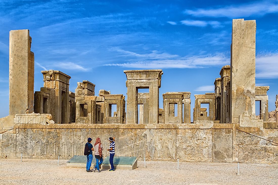 Tourists at Persepolis UNESCO World Heritage Site, Iran. Photo credit: Milosz Maslanka / Shutterstock.com. 