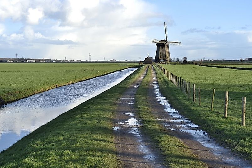 Windmills, such as this one in Stompetoren, have used wind power to pump and drain water from large parts of the Netherlands for centuries.