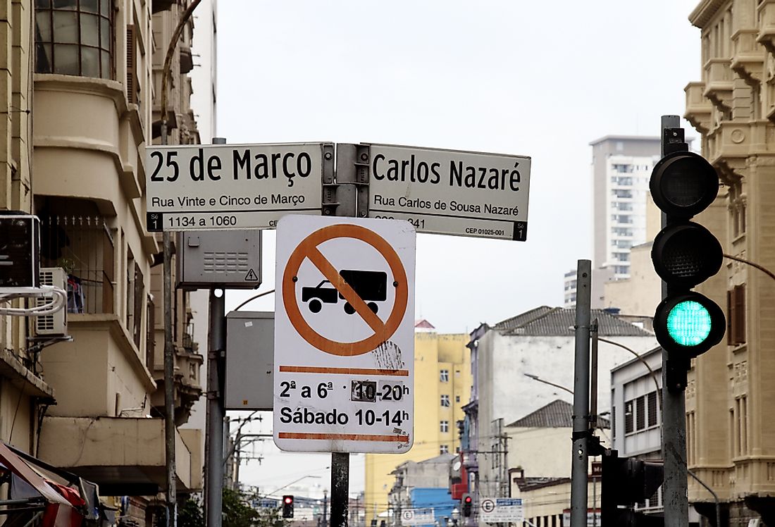 Portuguese signs in Sao Paulo, Brazil. 