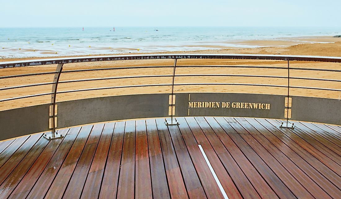 The prime meridian line in Villers-sur-Mer, Lower Normandy, France.