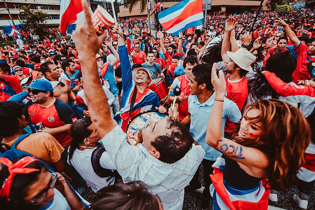 Costa Ricans celebrate the 2014 World Cup. Editorial credit: Luis Alvarado Alvarado / Shutterstock.com.