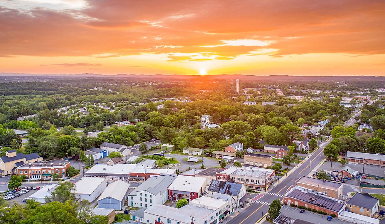 The sunrise over Purcellville, Virginia.