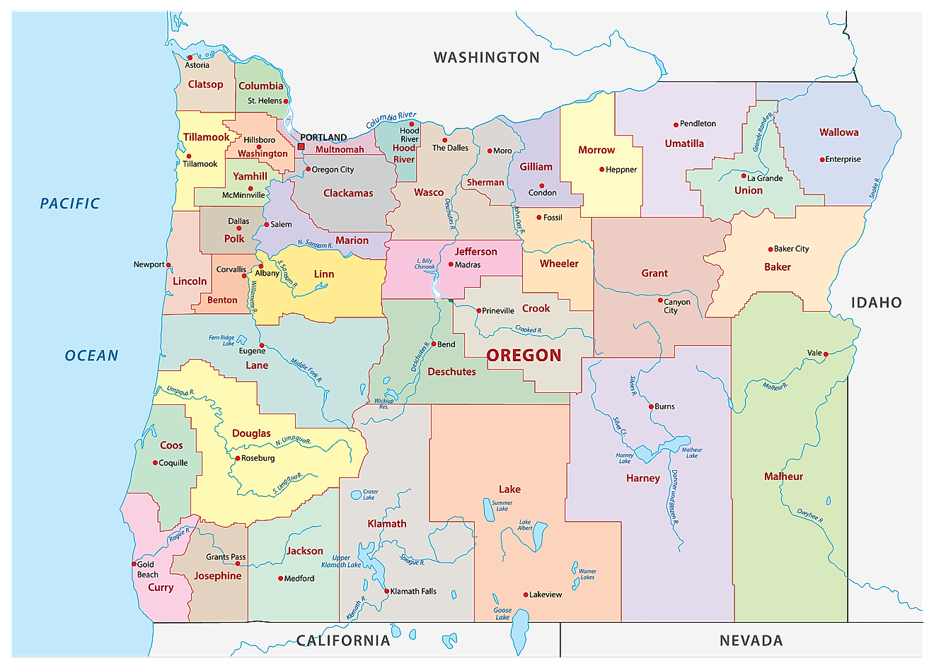 Printable County Map Of Oregon Printable Word Searches