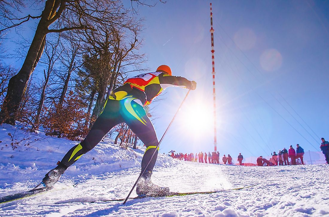 A cross-country skiier. 