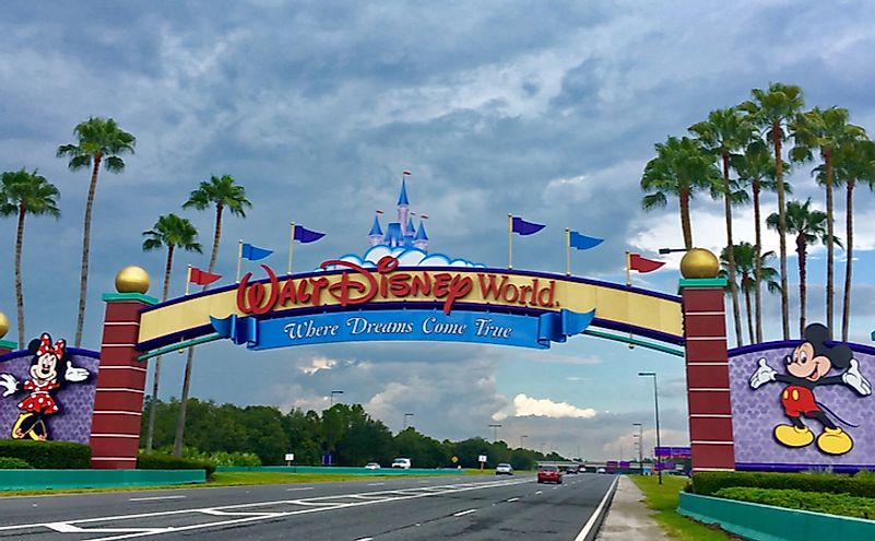Entrance of Walt Disney World near Orlando, Florida, US.