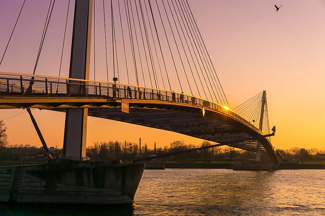 Footbridge connecting the cities of Kehl, Germany and Strasbourg, France. Editorial credit: MattLphotography / Shutterstock.com