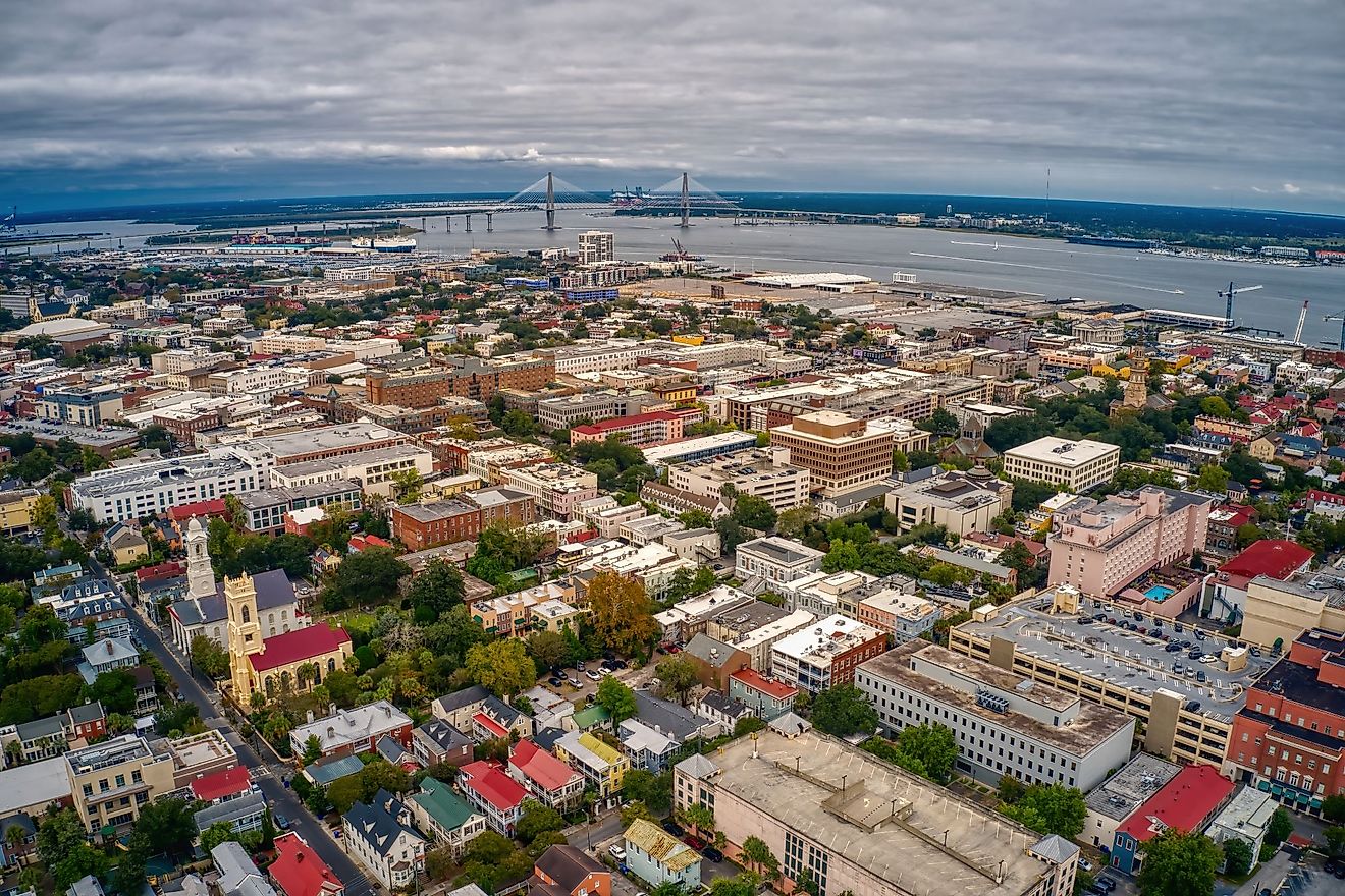 An aerial view of Charleston, South Carolina. Shutterstock.com