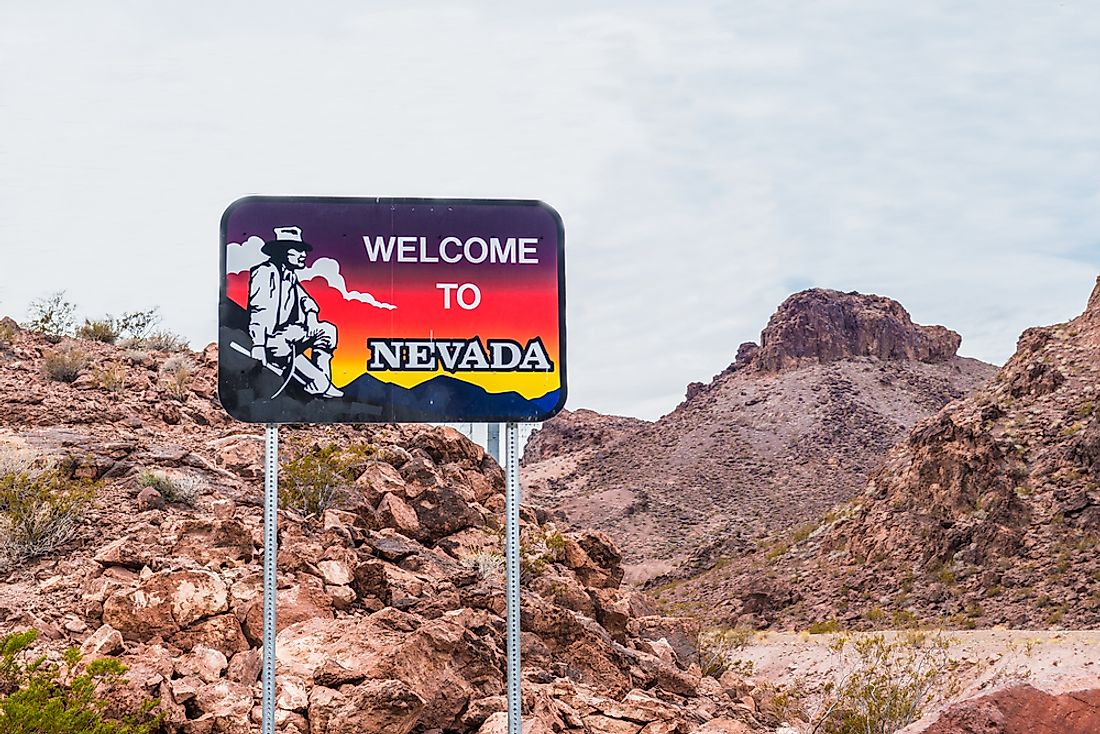 "Welcome to Nevada" sign. 