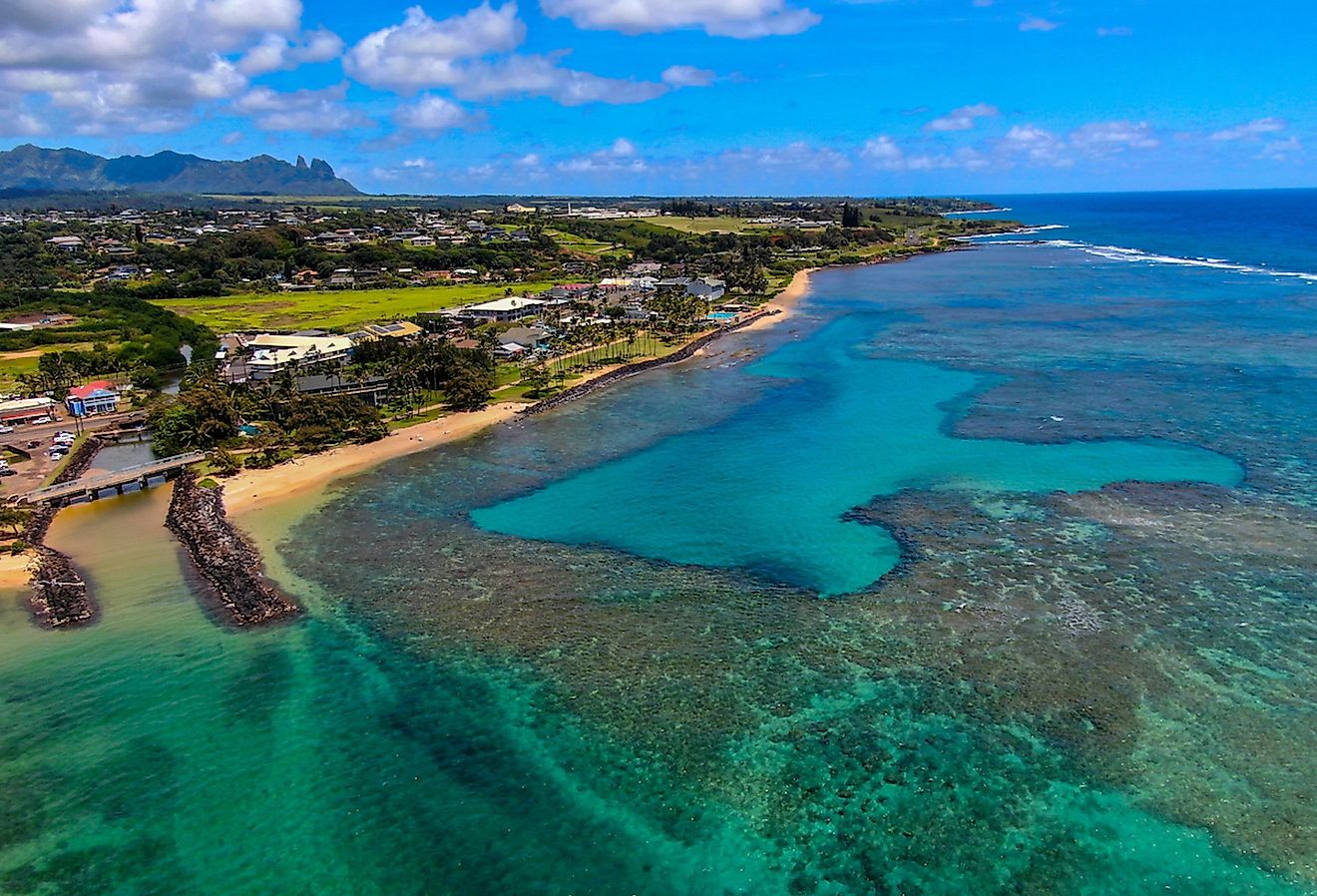 The picturesque town of Kapaʻa, Kauai, Hawaii.
