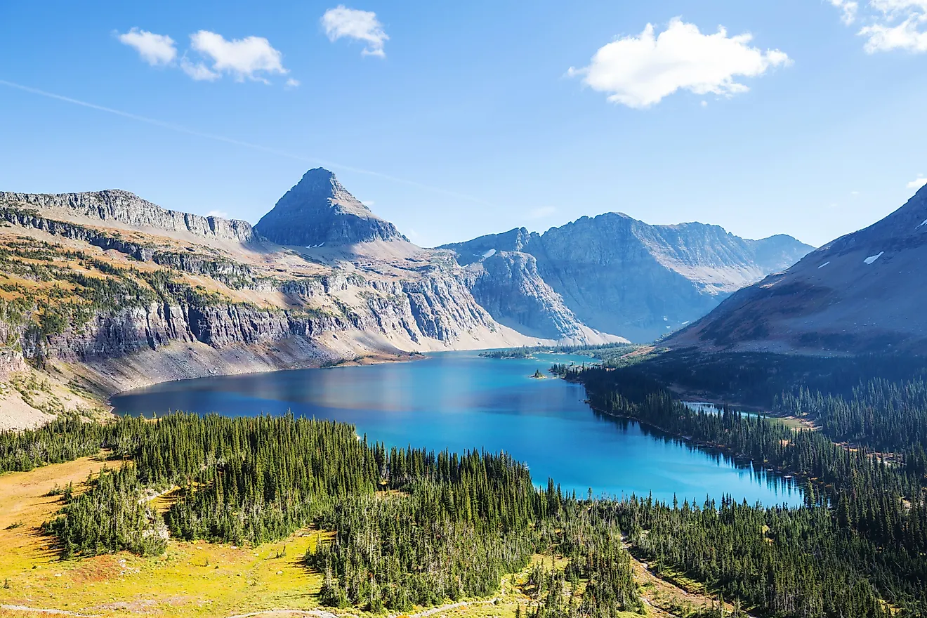 Picturesque rocky peaks of the Glacier National Park, Montana. 