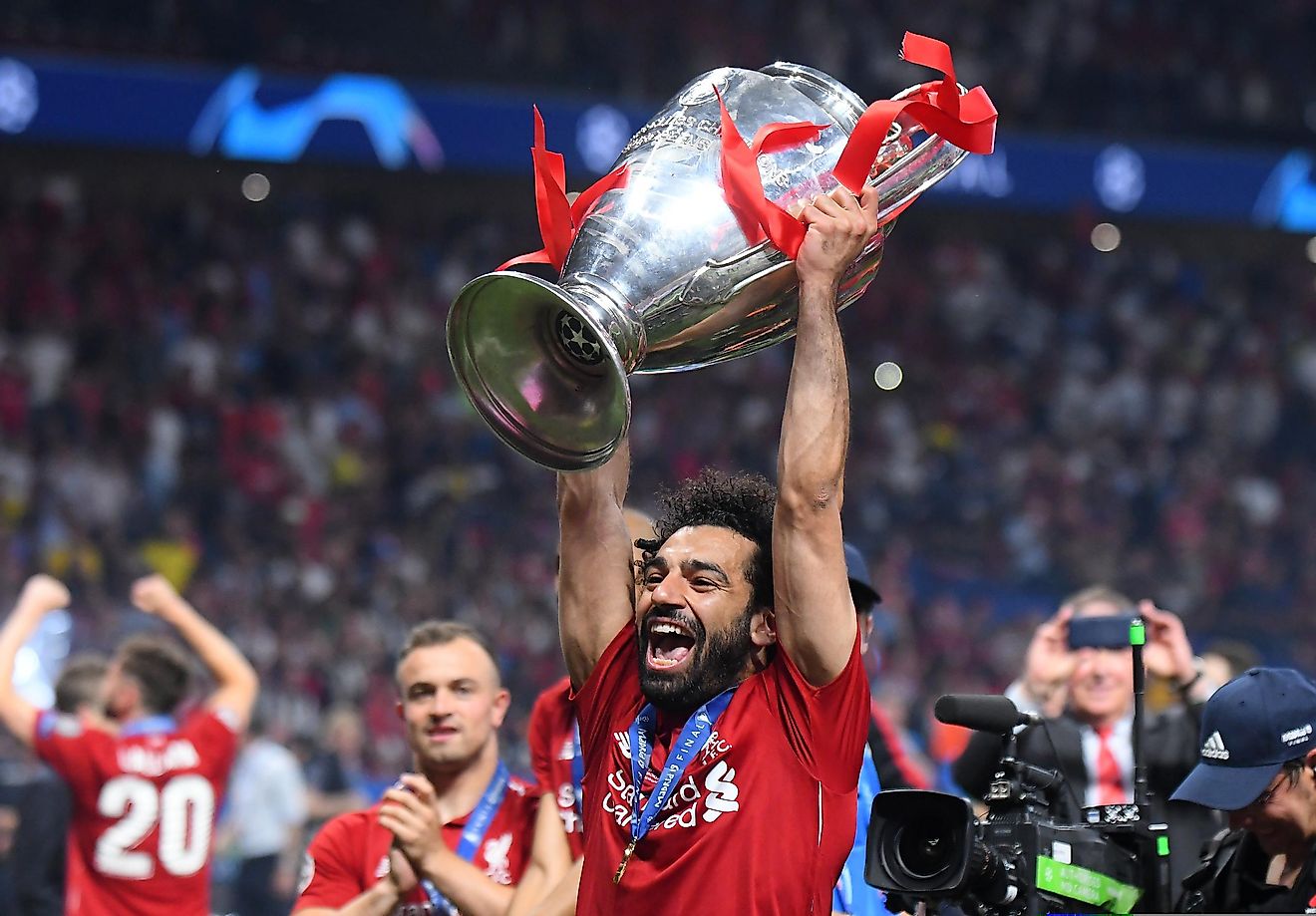 Mohamed Salah of Liverpool pictured during the award ceremony held after the 2018/19 UEFA Champions League Final. Credit: Picstaff / Shutterstock.com