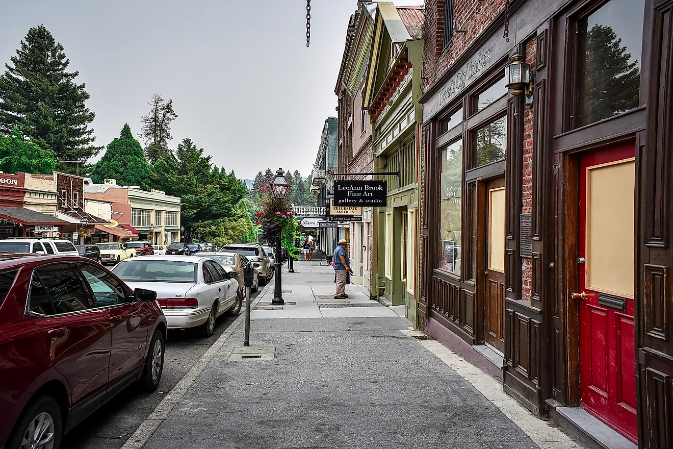 People spending time outside, walking this historic old town, Nevada city, California. Image credit Devin Powers via Shutterstock